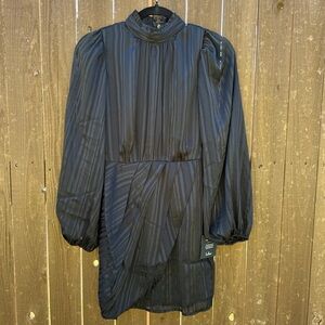 Lulus Black Metallic Stripe Mini Dress – Size XS (NWT)